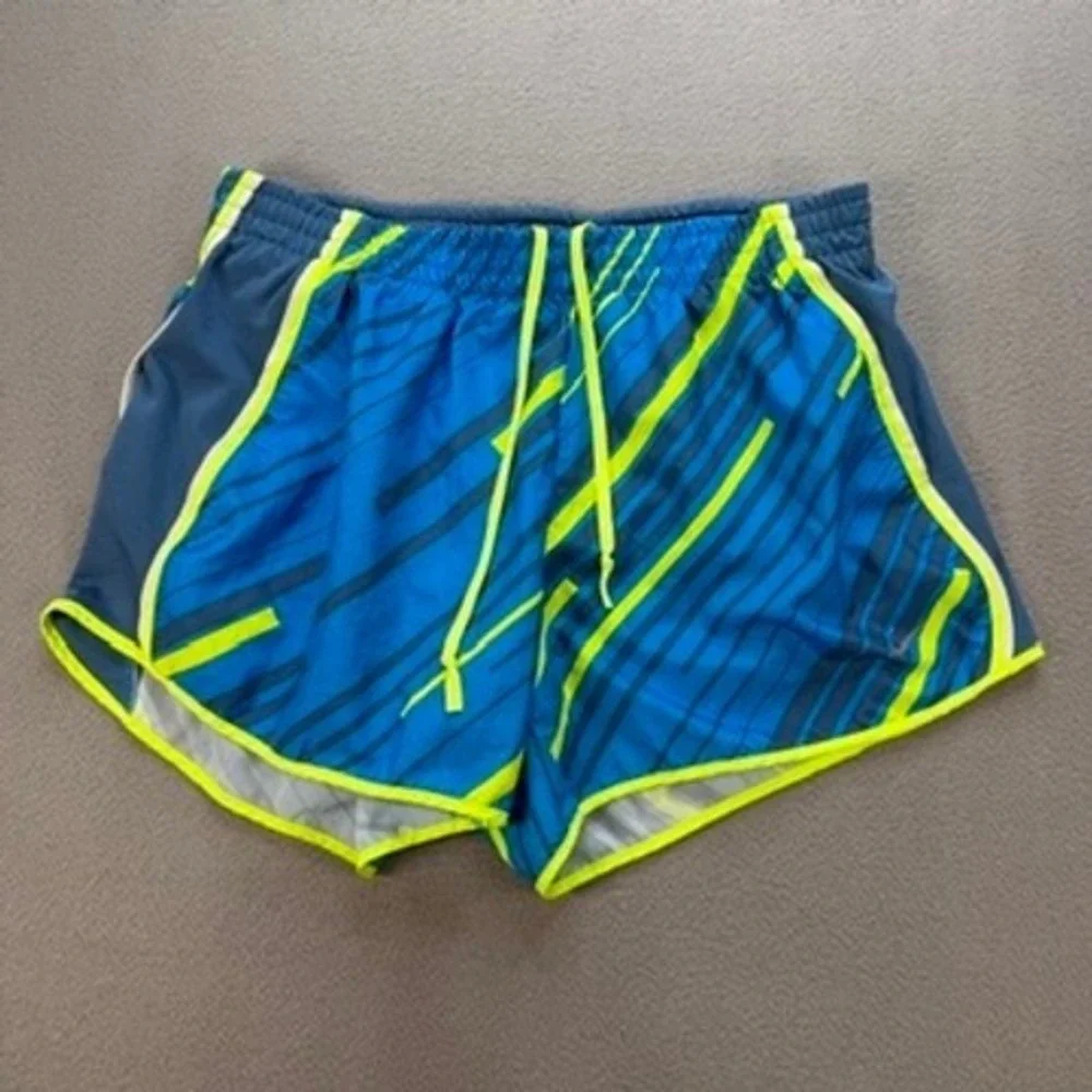 Nike Running Shorts Dri-FIT Geometric Athletic Medium Blue Yellow Performance